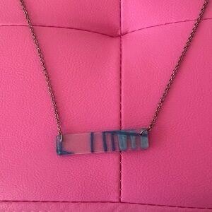 Stylish Blue Bar Necklace with Silver Chain